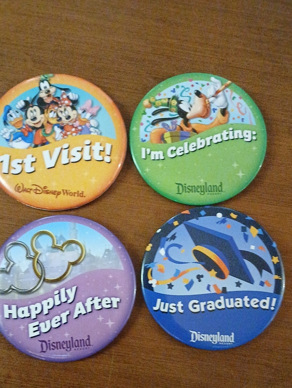 Collection Of 4 Disney Pins Multicolor And Occasion Disneyworld , Disneyland 3"